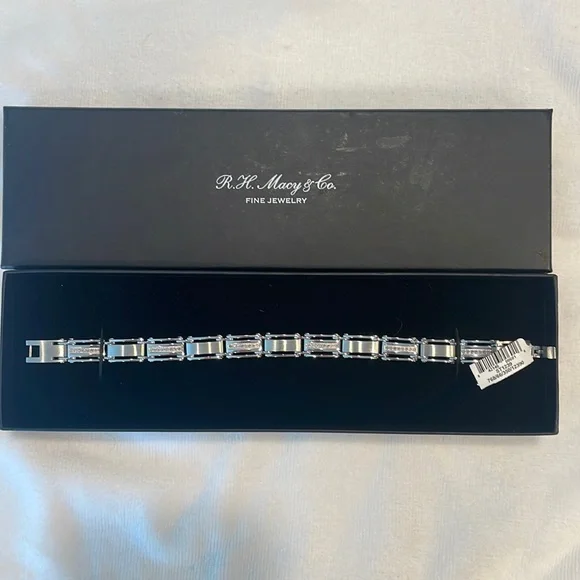 Macy's Other Mens Stainless Steel Bracelet With Diamonds